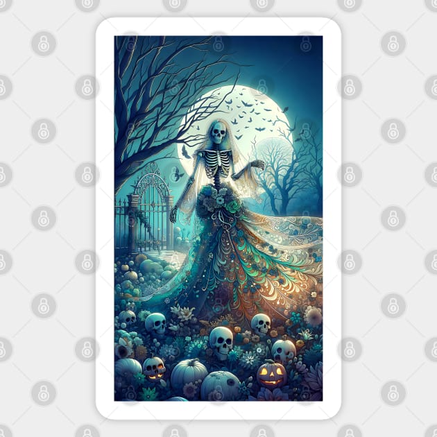 Beautiful Skeleton in Graveyard Sticker by HolidayBug